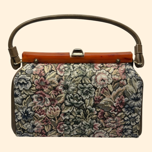 Dover Vintage 1960s Floral Tapestry Handbag